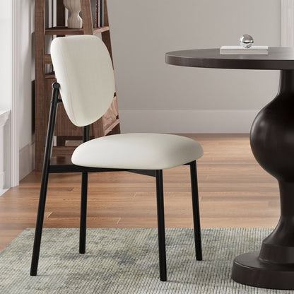Modern Upholstered Dining Chairs With Metal Legs (Set of 2) - Beige Noble House