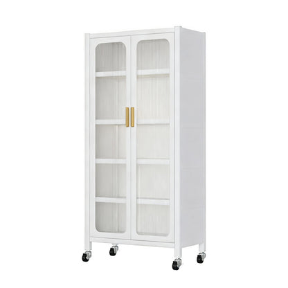 6 Tier Storage Cabinet With Transparent Door, Adjustable Shelves & Wheels Home Essentials