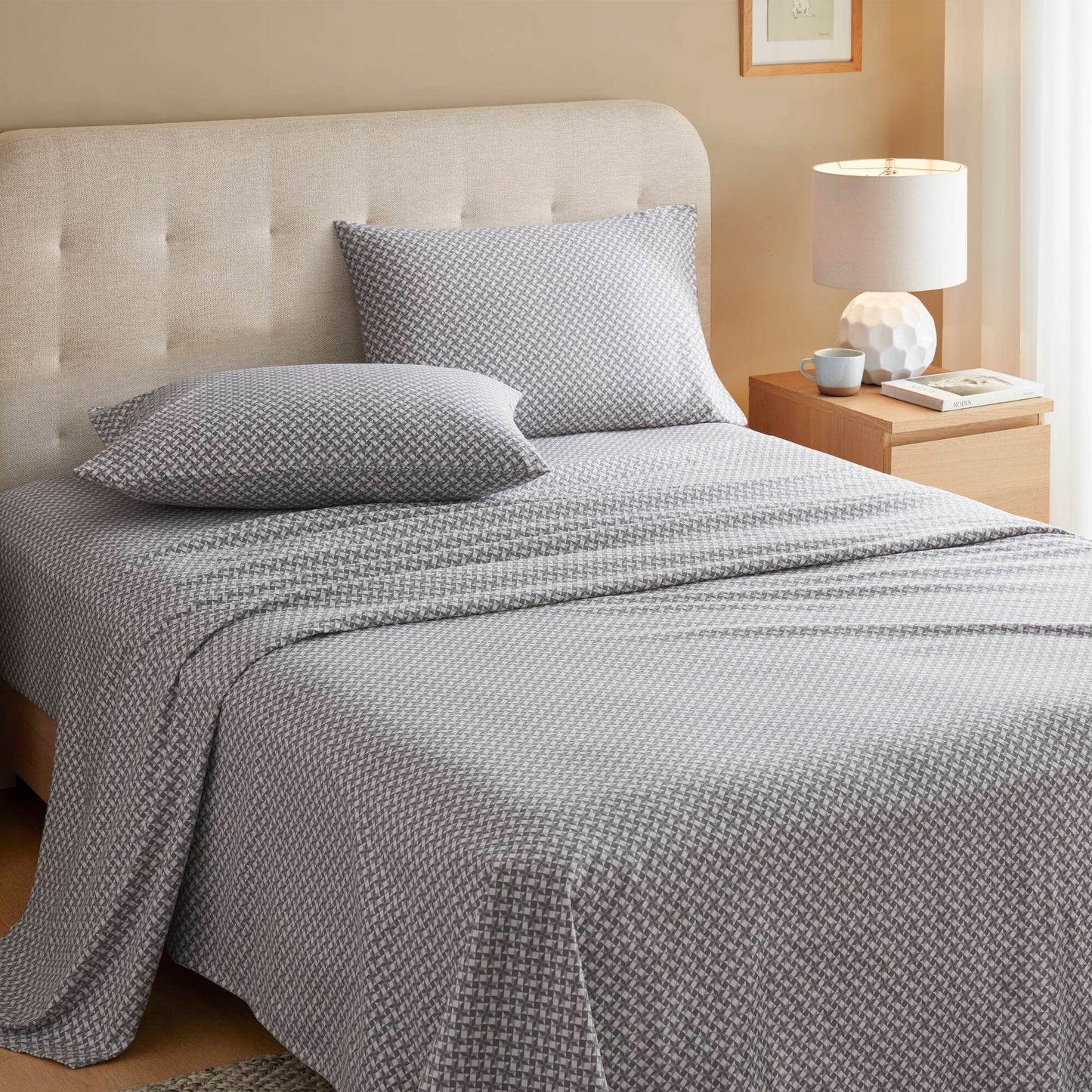 Cozy Cotton Flannel - California King Printed Sheet Set - Snowflake True North by Sleep Philosophy