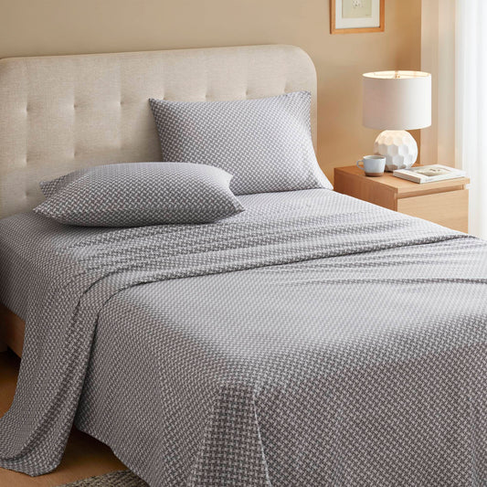 Cozy Cotton Flannel - Queen Printed Sheet Set - Snowflake True North by Sleep Philosophy