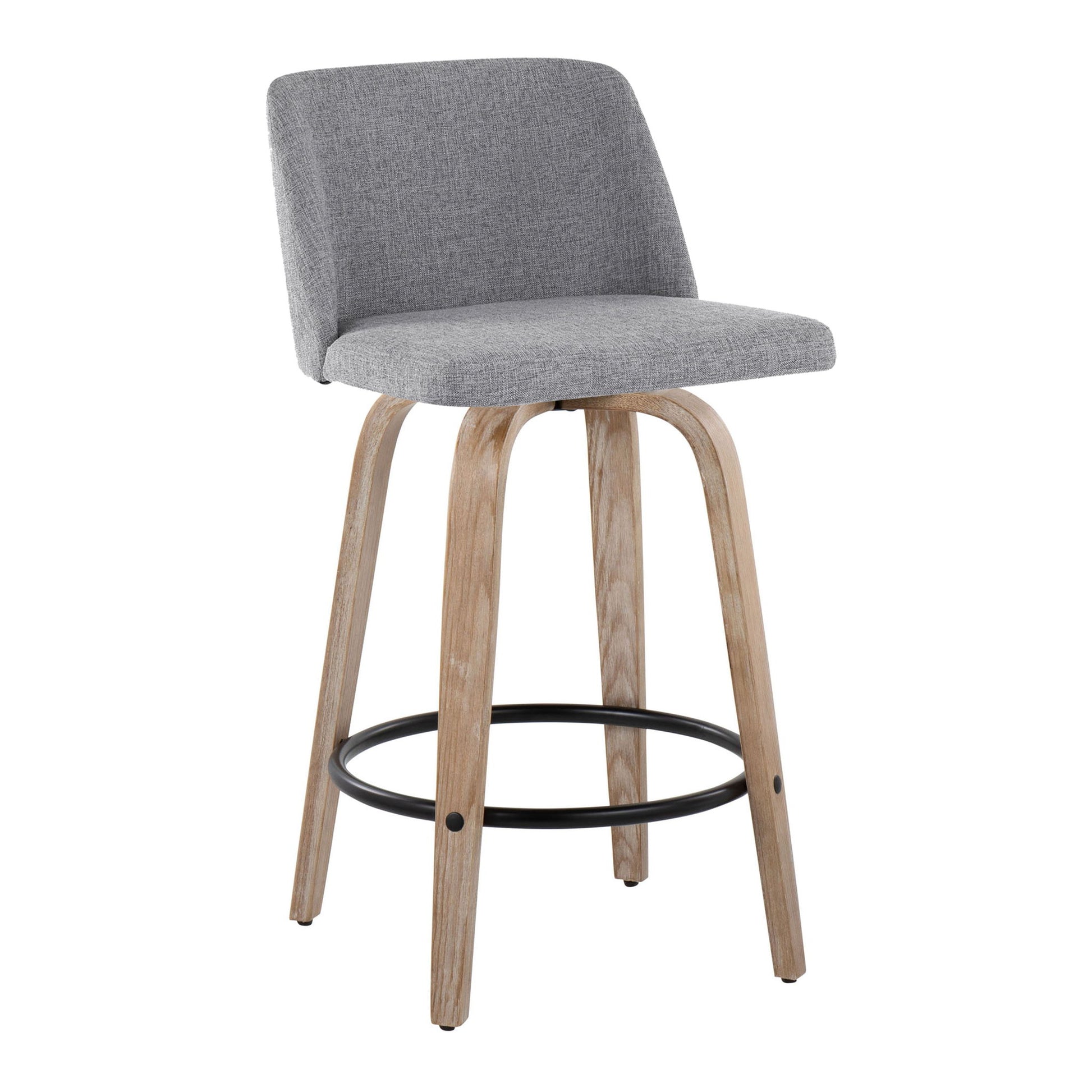 Toriano - Contemporary Fixed-Height Counter Stool & Swivel With Round Footrest (Set of 2) Lumi Source