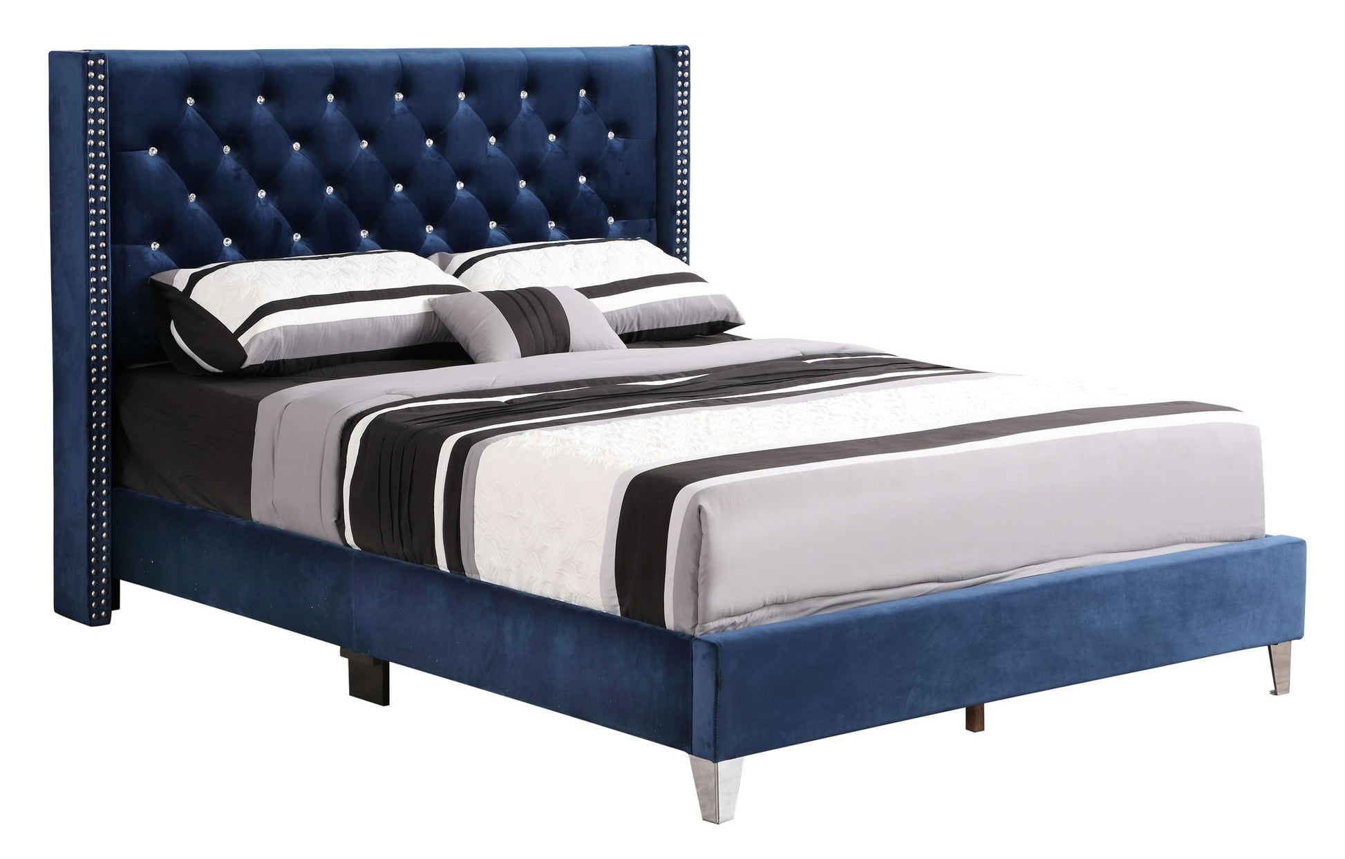 Upholstered Nailhead Trim Chic Bed Glory Furniture