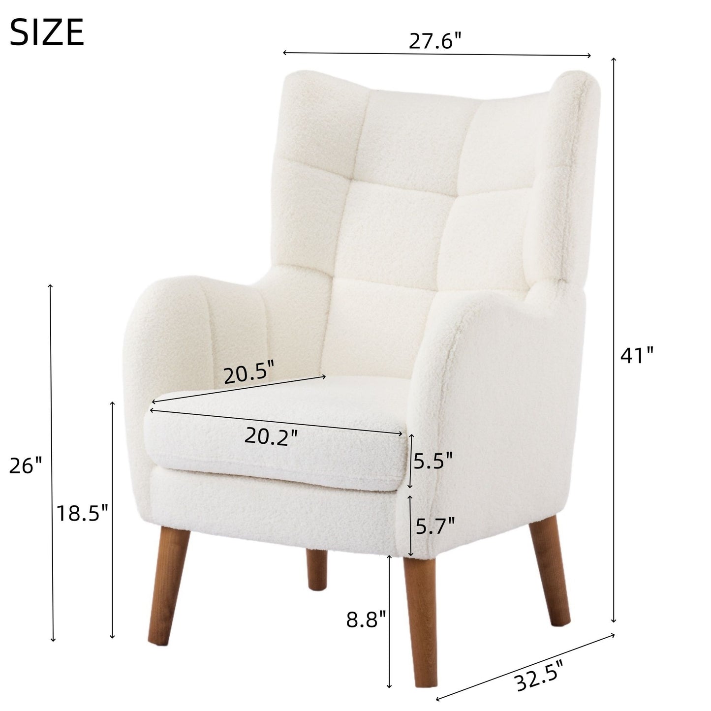 Accent Chair With Birch Wood Legs - White Noble House