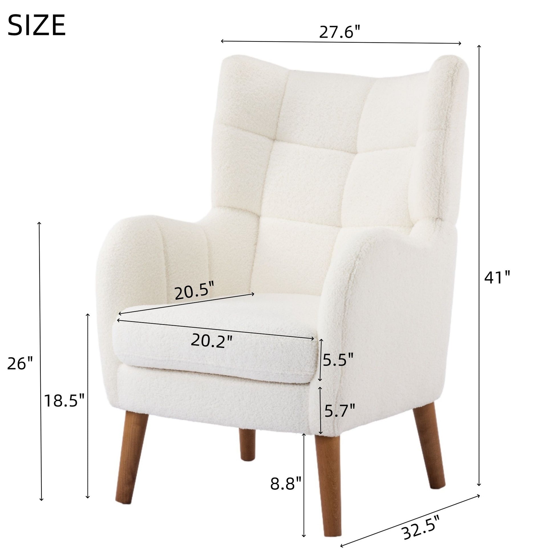 Accent Chair With Birch Wood Legs - White Noble House