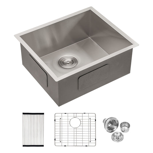 Modern Undermount Stainless Steel Kitchen Sink 16 Gauge, Deep Single Bowl Daily Nest