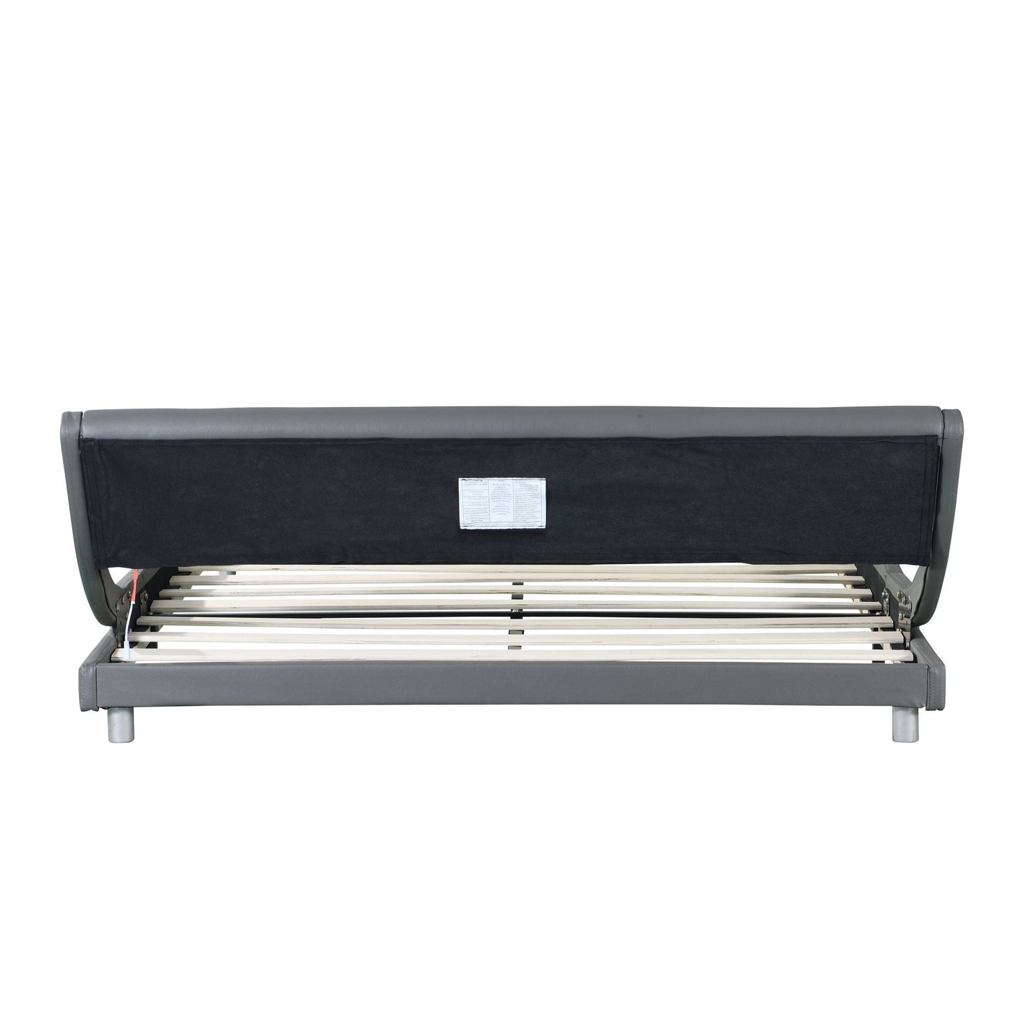 Queen Size Upholstered Platform Bed Frame With LED Lighting, Curve Design, Wood Slat Support, No Box Spring Needed - Gray Home Essentials