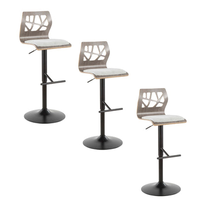 Folia - Mid Century Modern Adjustable Barstool With Swivel With Straight T Footrest (Set of 3) Lumi Source