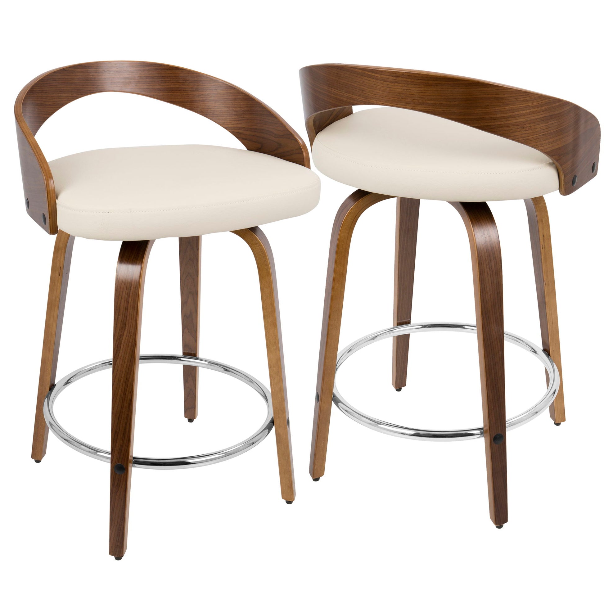 Grotto - Mid-Century Modern, Counter Stool With Swivel (Set of 2) Lumi Source