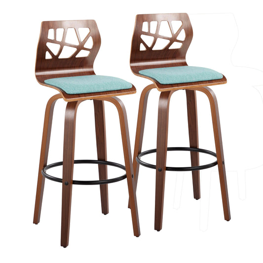Folia - Mid Century Modern Fixed Height Barstool With Swivel With Round Footrest (Set of 2) Lumi Source
