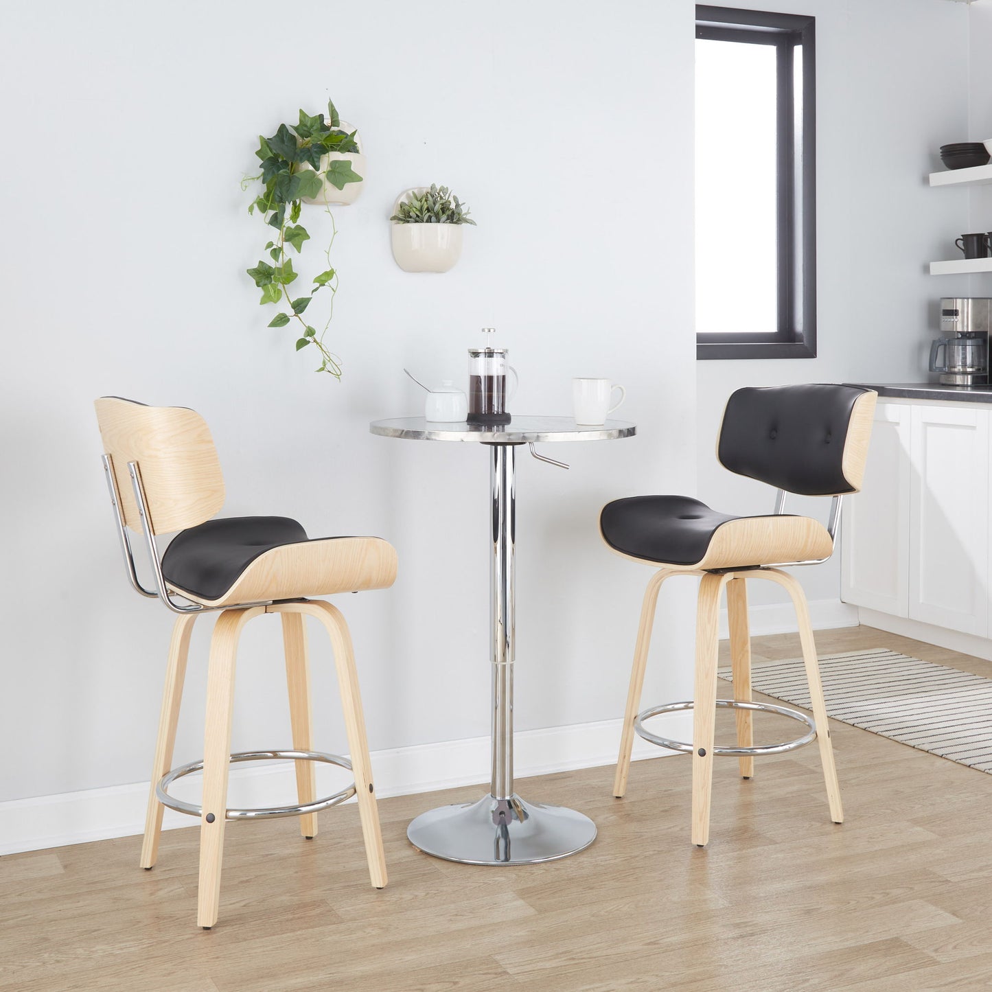 Bistro - Contemporary Adjustable Round Bar Table - Silver Lumi Source