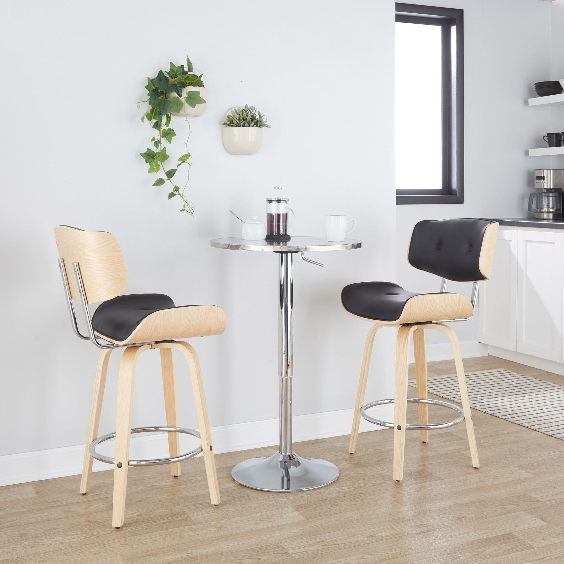 Bistro - Contemporary Adjustable Round Bar Table - Silver Lumi Source