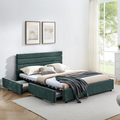 Modern Cushioned Bed Frame With Headboard And Drawers Home Essentials