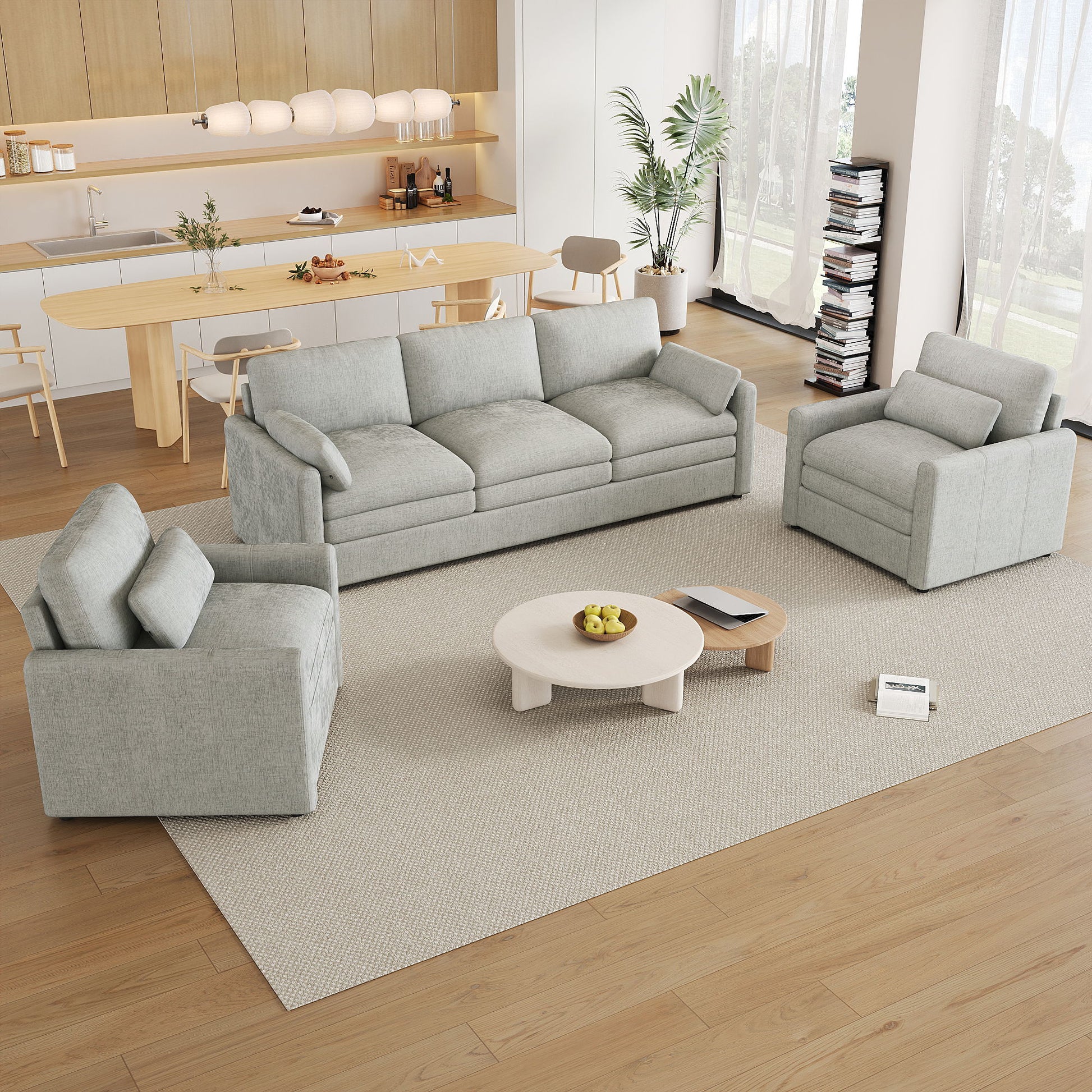 Cozy Sofa Set Oversized Comfy Cloud Sofa With Double Cushion Hearth and Haven