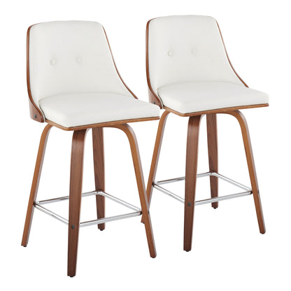 Gianna - Mid Century Modern Fixed Height Counter Stool With Swivel With Square Footrest (Set of 2) Lumi Source