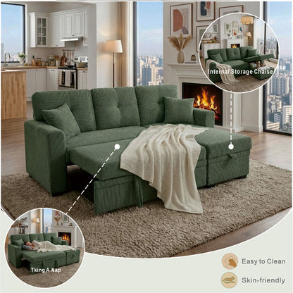 Sleeper Sectional With Pull Out Bed, Reversible Chaise Home Essentials