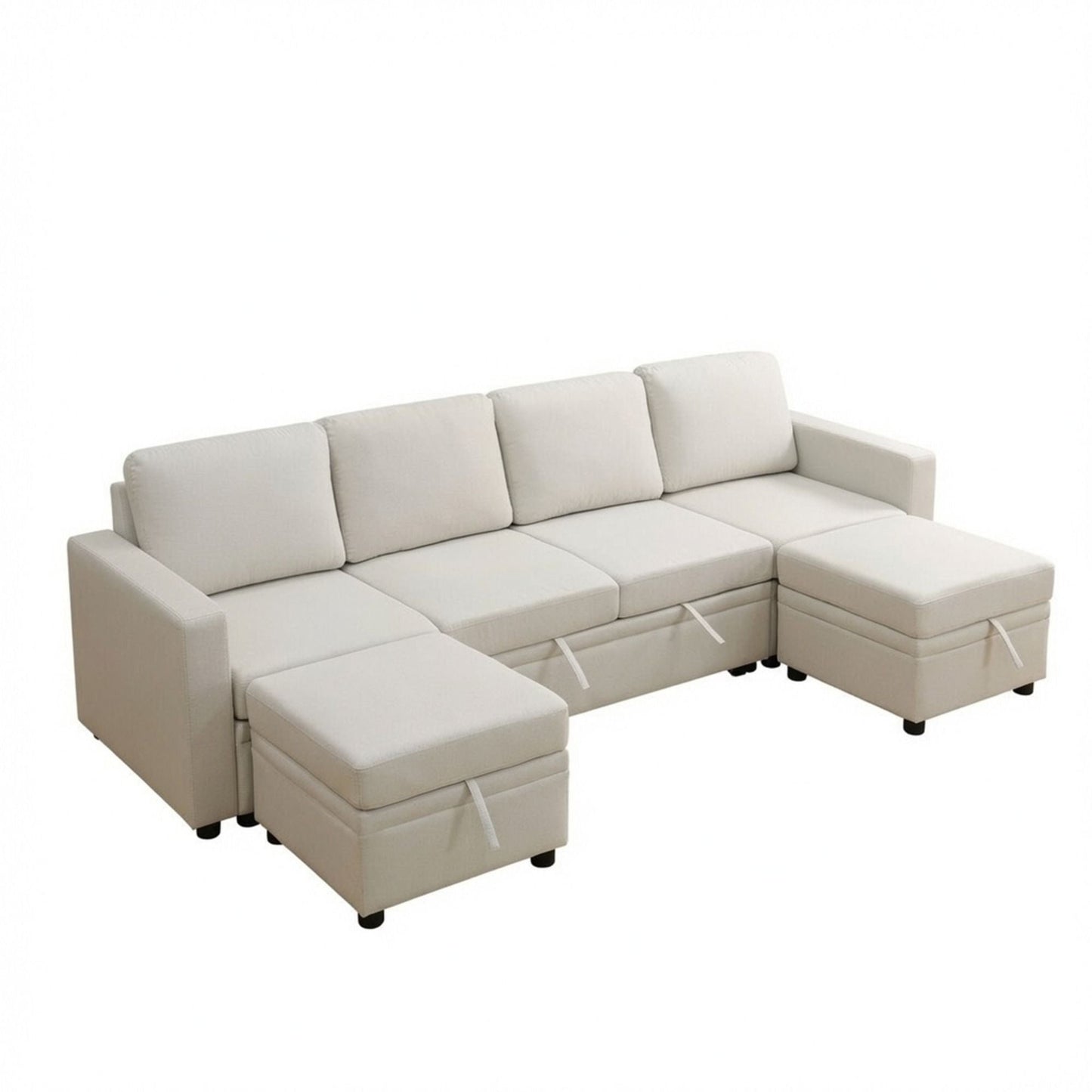 Extra Wide U - Shape Convertible Sleeper Sofa Bed With Dual Storage Ottoman Home Essentials