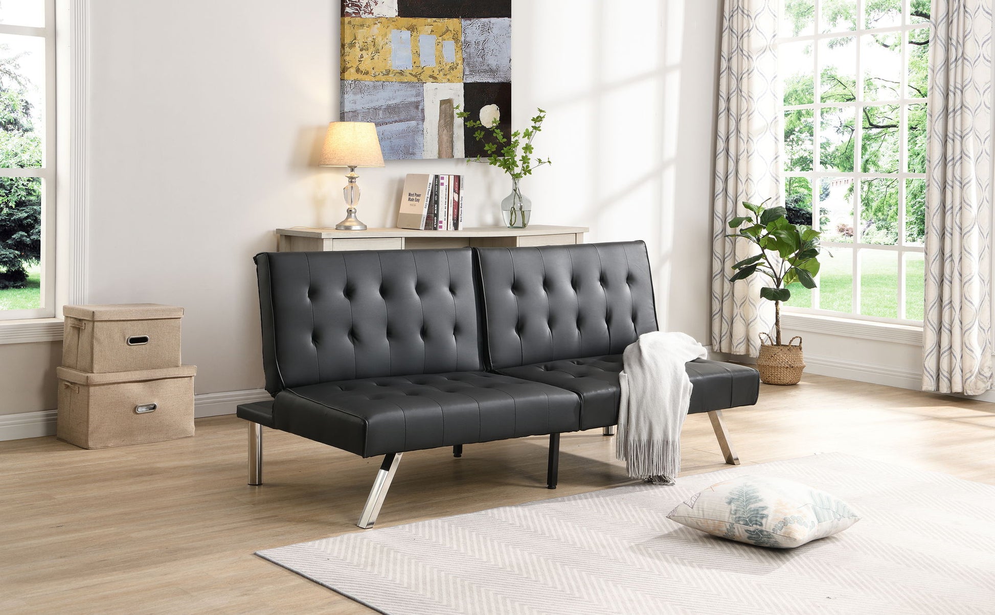 Comfortable Futon Sofa Bed - Black Home Essentials