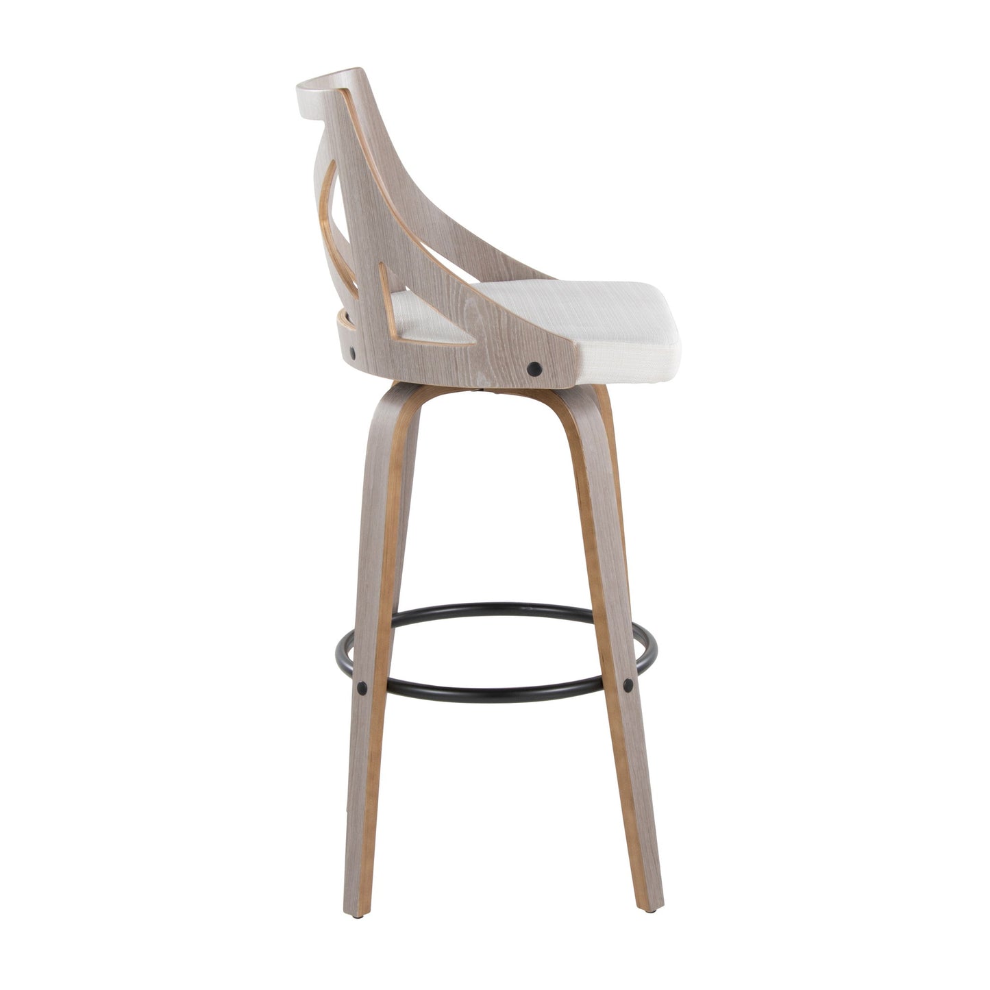 Charlotte - Farmhouse Fixed Height Barstool With Swivel & Round Footrest (Set of 2) - Light Gray / Cream Lumi Source