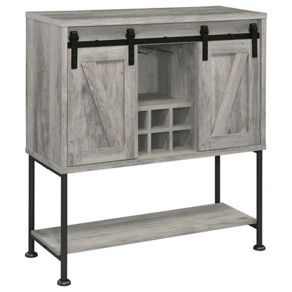 Claremont - Sliding Door Home Bar Wine Cabinet - Gray Driftwood CoasterEveryday