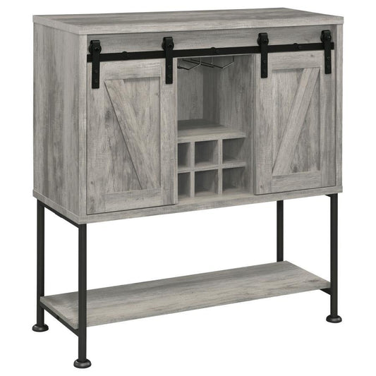 Claremont - Sliding Door Home Bar Wine Cabinet - Gray Driftwood CoasterEveryday