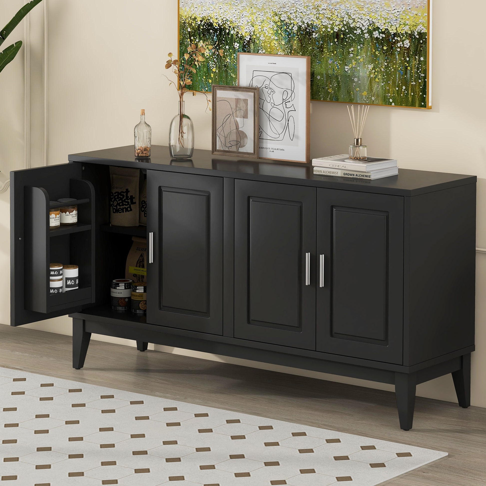 4 Door Sideboard Storage Cabinet With Door Shelf Noble House