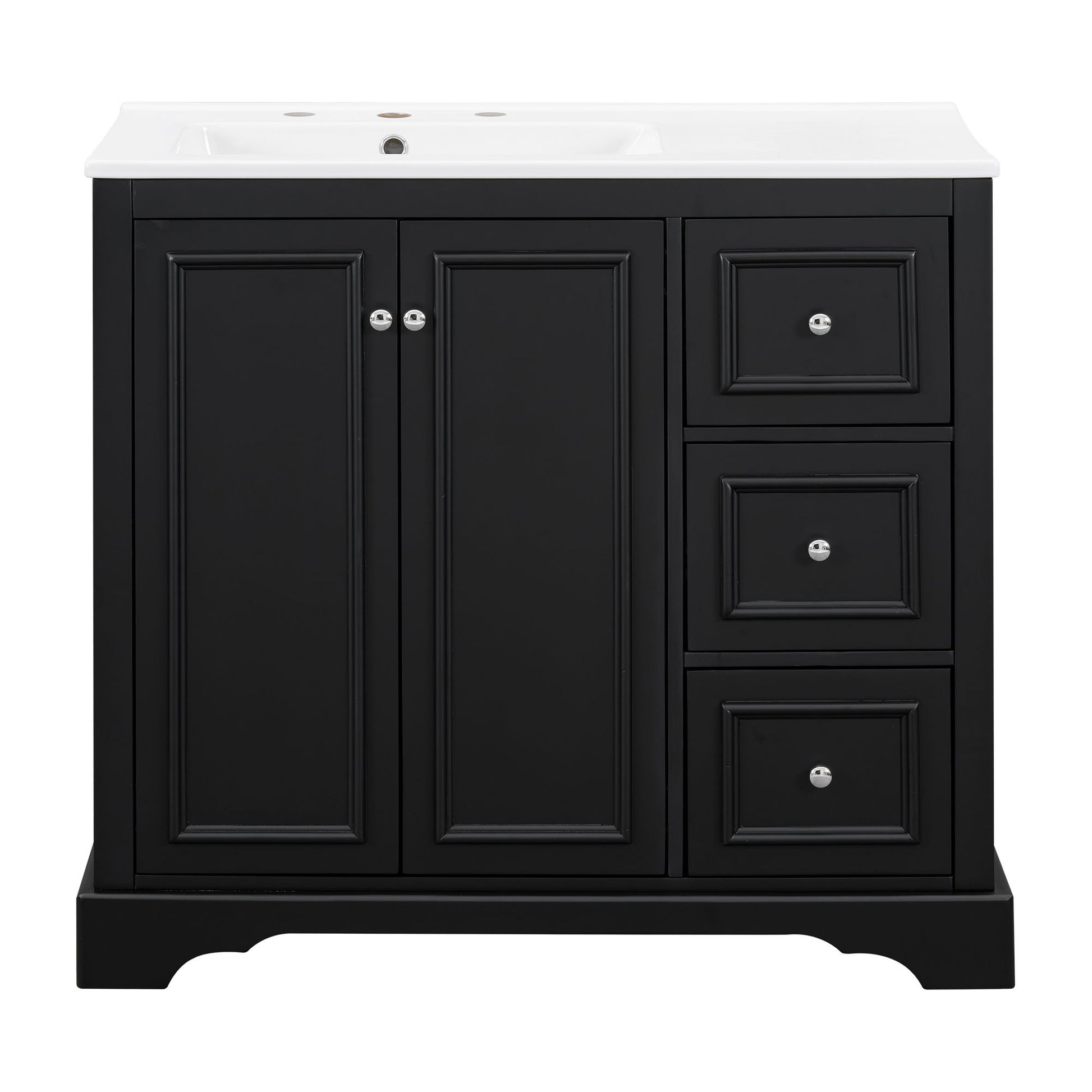 Bathroom Vanity With Sink, Soft-Close Doors, Adjustable U-Shelf, 3 Drawers Hearth and Haven