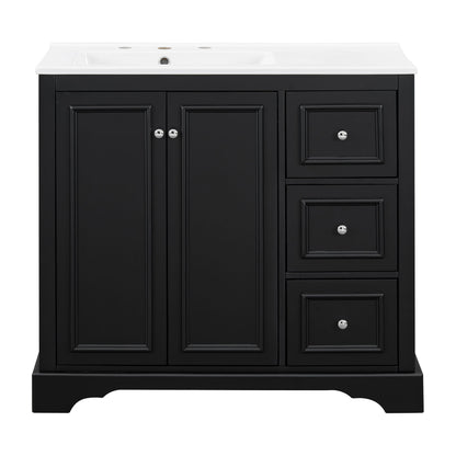 Bathroom Vanity With Sink, Soft-Close Doors, Adjustable U-Shelf, 3 Drawers Hearth and Haven