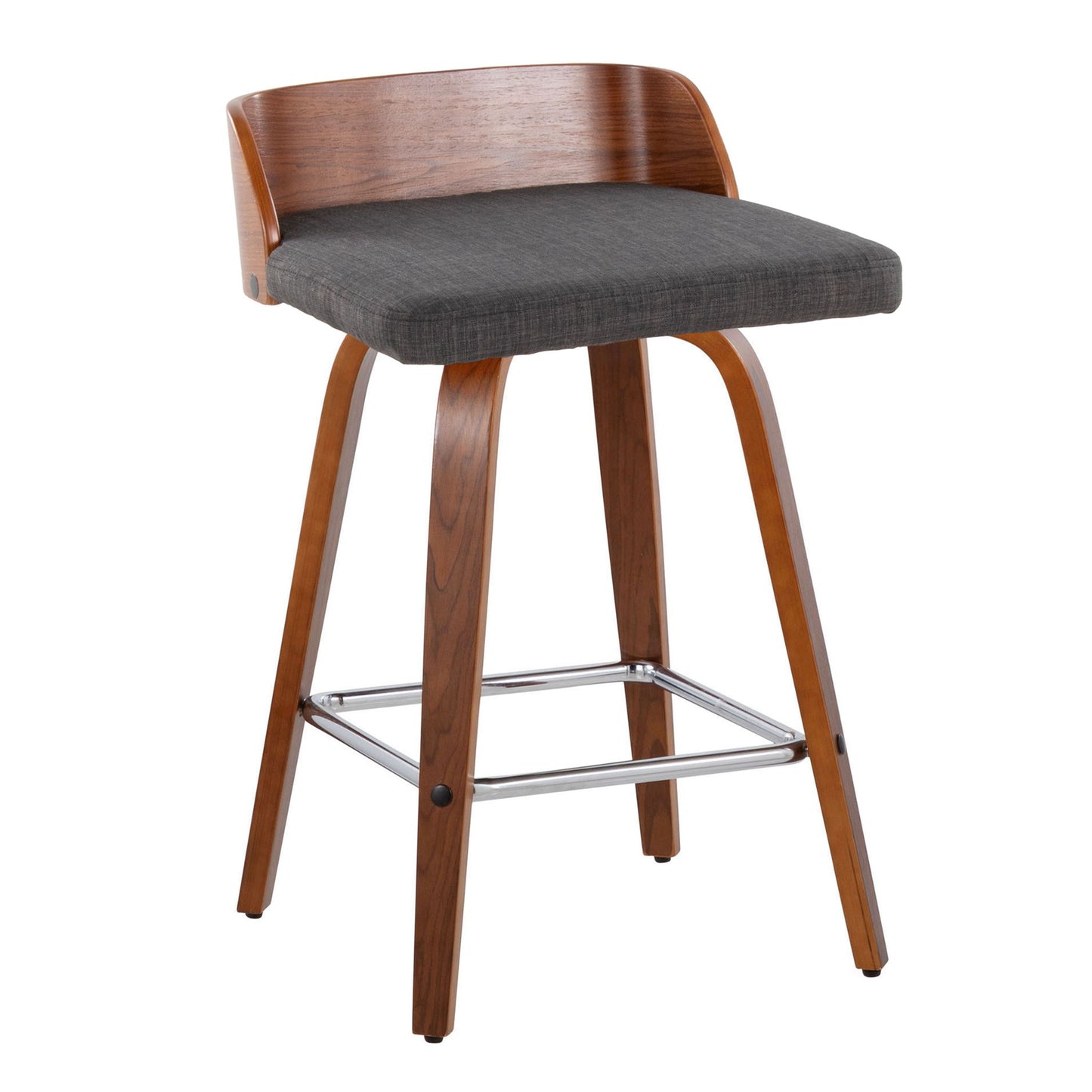 Maya - Mid Century Modern Fixed Height Counter Stool & Swivel With Square Footrest (Set of 2) Lumi Source