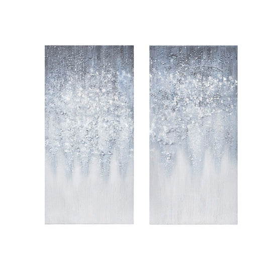 Winter Glaze - Heavy Textured Canvas With Glitter Embellishment (Set of 2) - Blue / White Madison Park