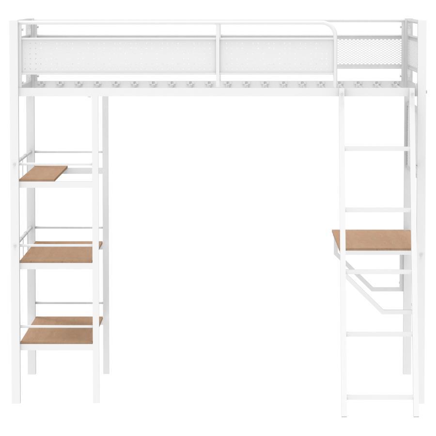 Campus - 3-Shelf Metal Twin Workstation Loft Bed Coaster Fine Furniture
