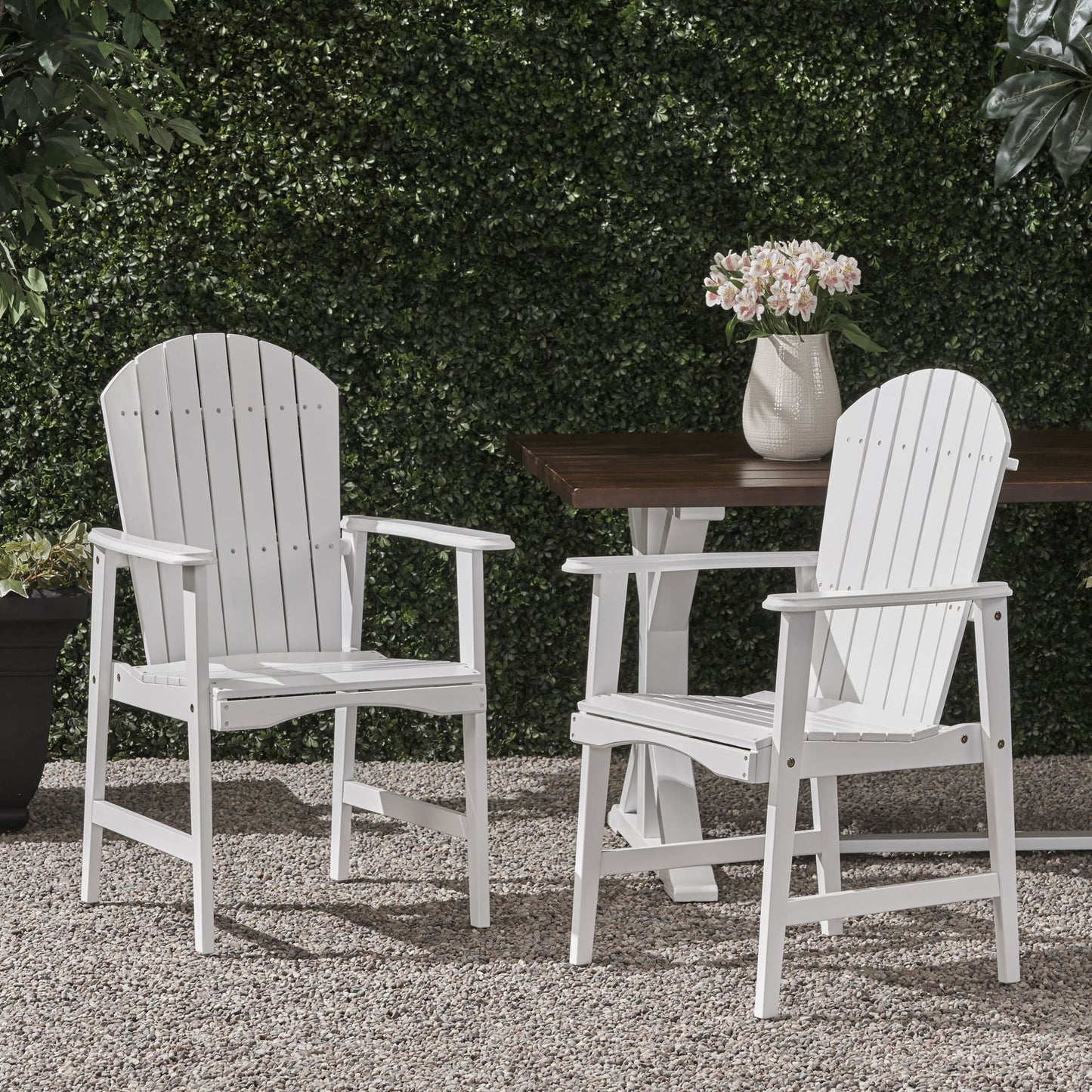 Outdoor Weather Resistant Acacia Wood Adirondack Dining Chairs (Set of 2) Noble House