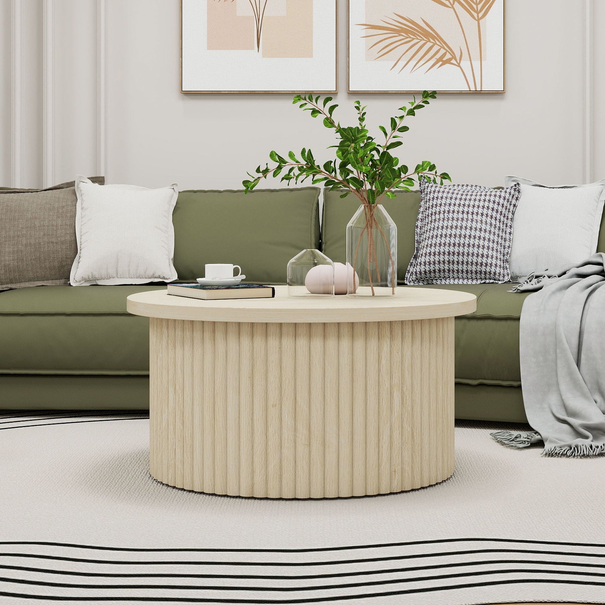 Coffee Table, Round Coffee Table, Modern Side Tables Accent End Table For Living Room, Apartment - Natural Home Essentials