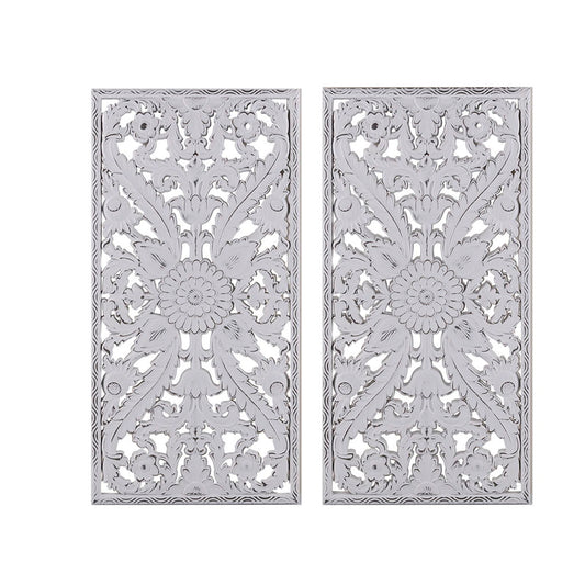 Botanical Panel - Carved Wall Decor (Set of 2) - White Madison Park