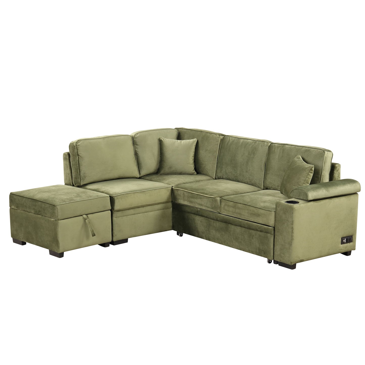 Sleeper Sofa Bed, 2 In 1 Pull Out Sofa Bed L Shape Couch With Storage Ottoman For Living Room, Bedroom Couch And Small Apartment Hearth and Haven