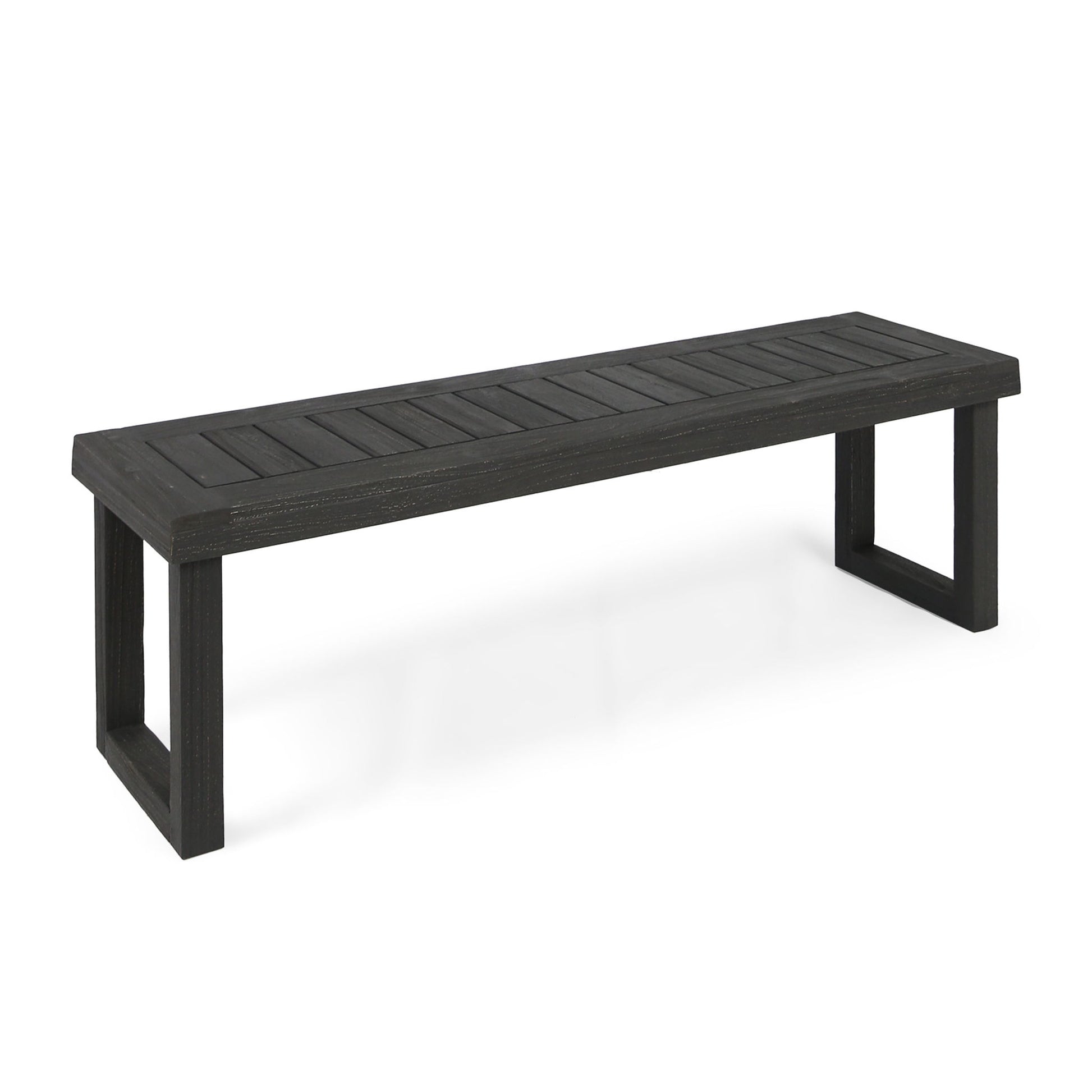 Realm - Outdoor Bench With Slat Panel Top And Base - Dark Gray Noble House