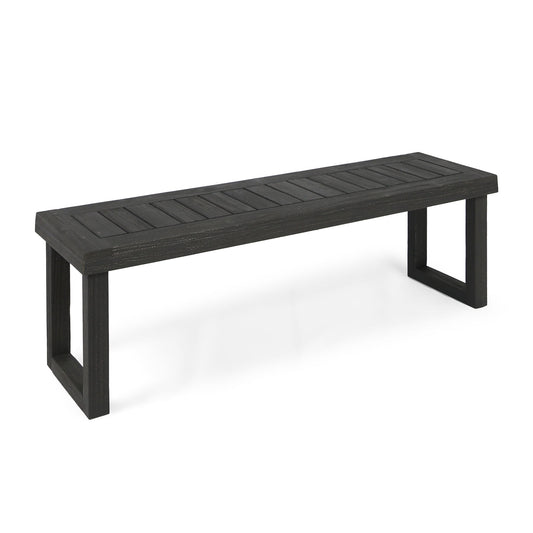 Realm - Outdoor Bench With Slat Panel Top And Base - Dark Gray Noble House