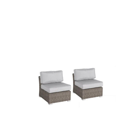 Wide Armless Outdoor Chairs With Cushions (Set of 2) LSI Patio Furniture