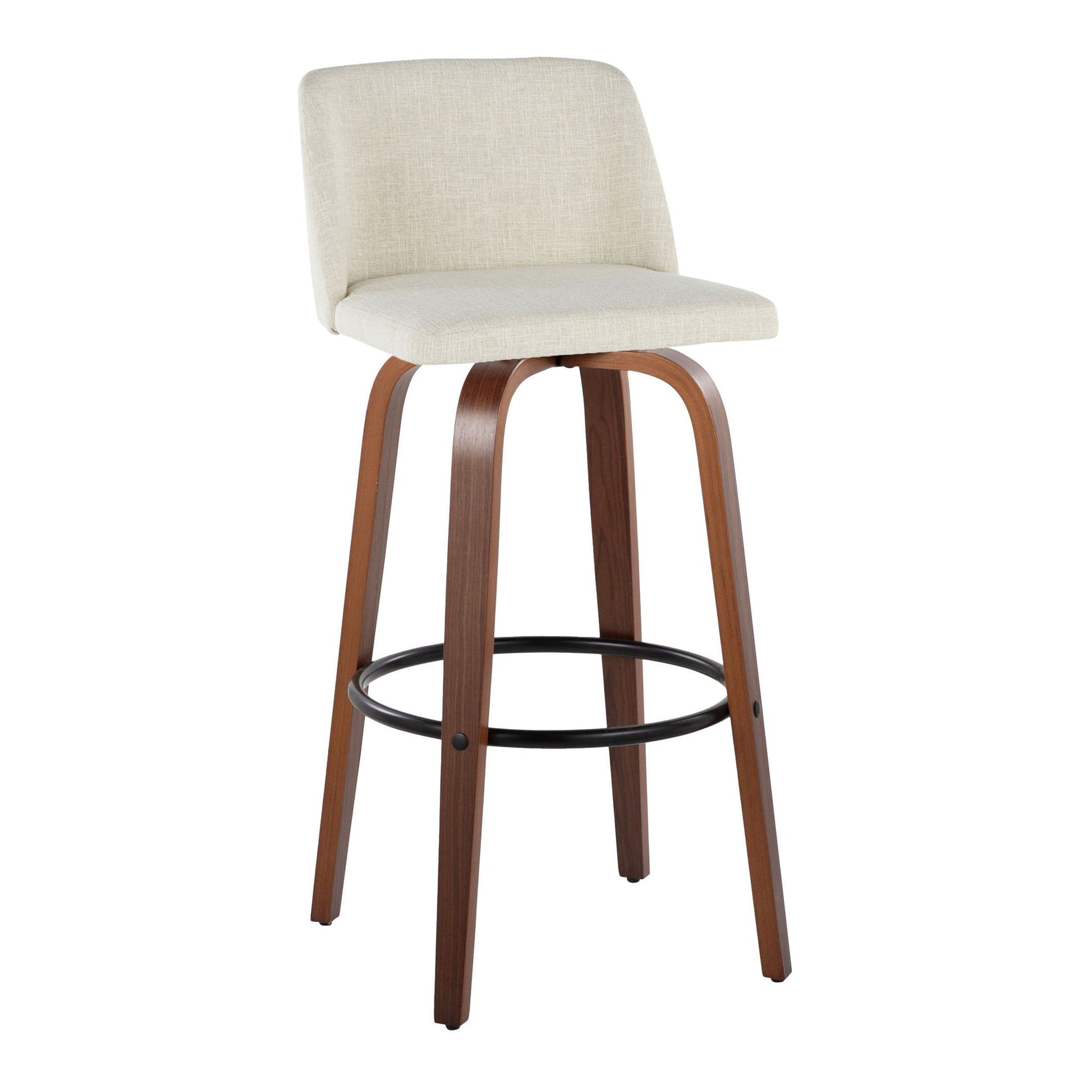Toriano - Contemporary Fixed Height Barstool Swivel And Round Footrest (Set of 2) Lumi Source