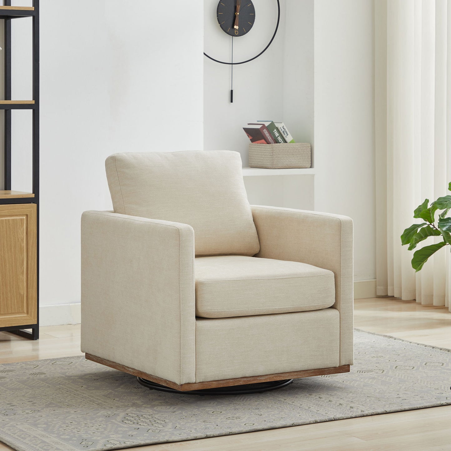Square Upholstered Swivel Accent Chair Home Essentials