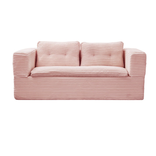 Multi Functional Sectional Sofa Bed With Independent Chaise Lounge And Functional Blanket, Convertible King Size Bed, Deep Seat - Baby Pink Home Essentials