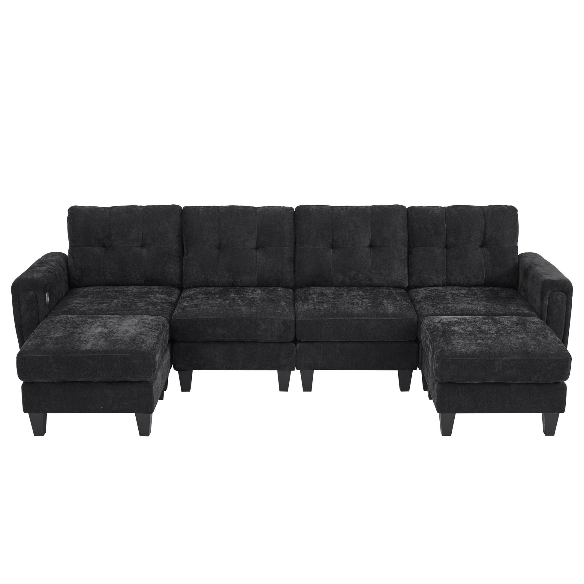 Modular Sectional Sofa With Movable Ottomans, USB Ports & Side Tables Hearth and Haven