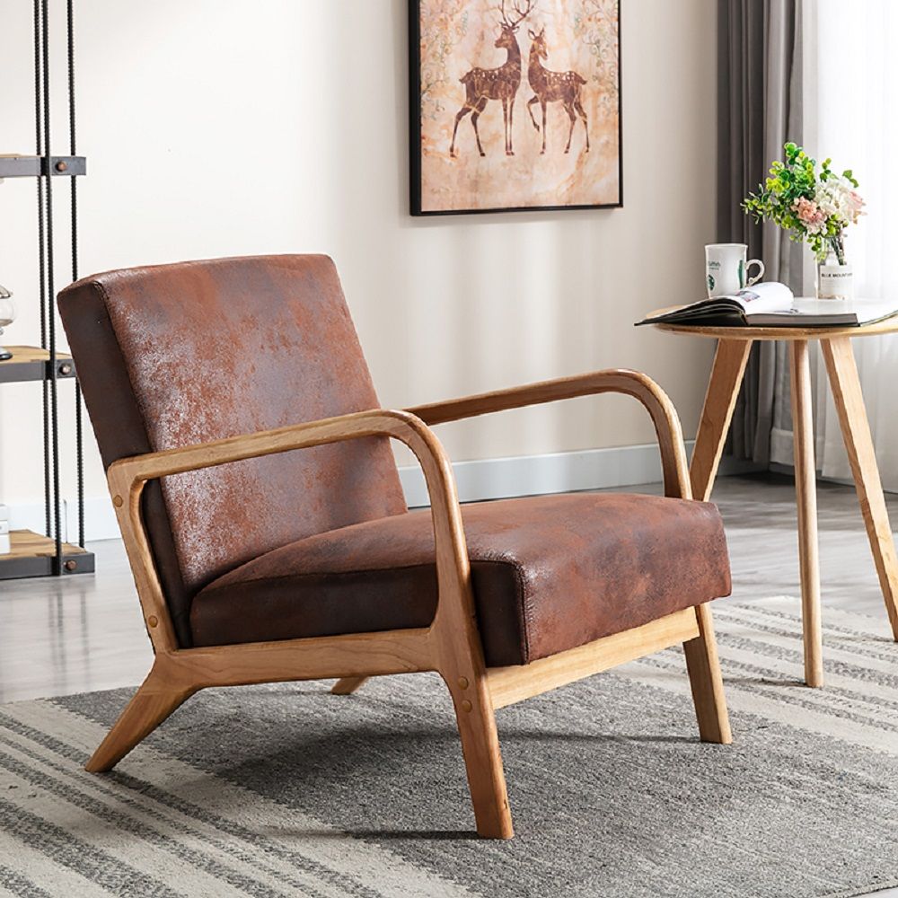 Classic Mid-Century Modern Accent Chairs, Open Framed Armchair With Cushioning US Pride