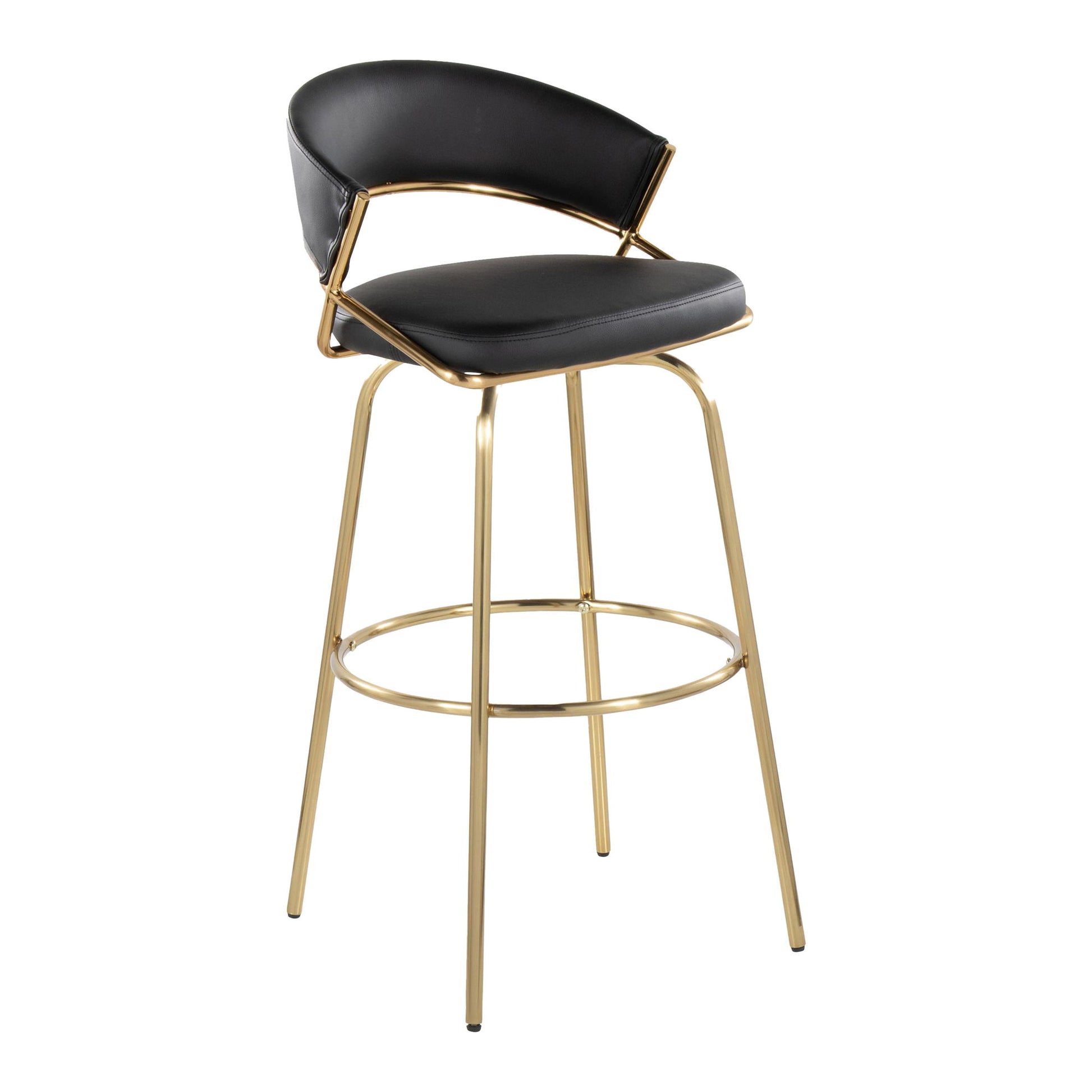 Jie - Fixed Height Contemporary Barstool With Swivel With Round Footrest (Set of 2) Lumi Source