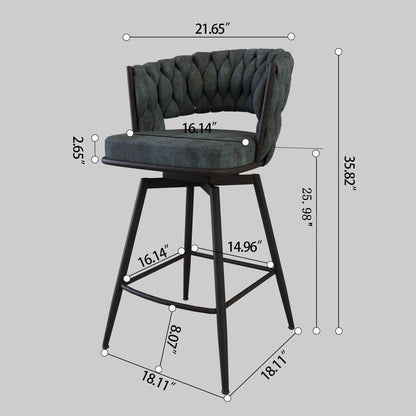 Bar Stool 360 Swivel With Back Footrest Home Essentials