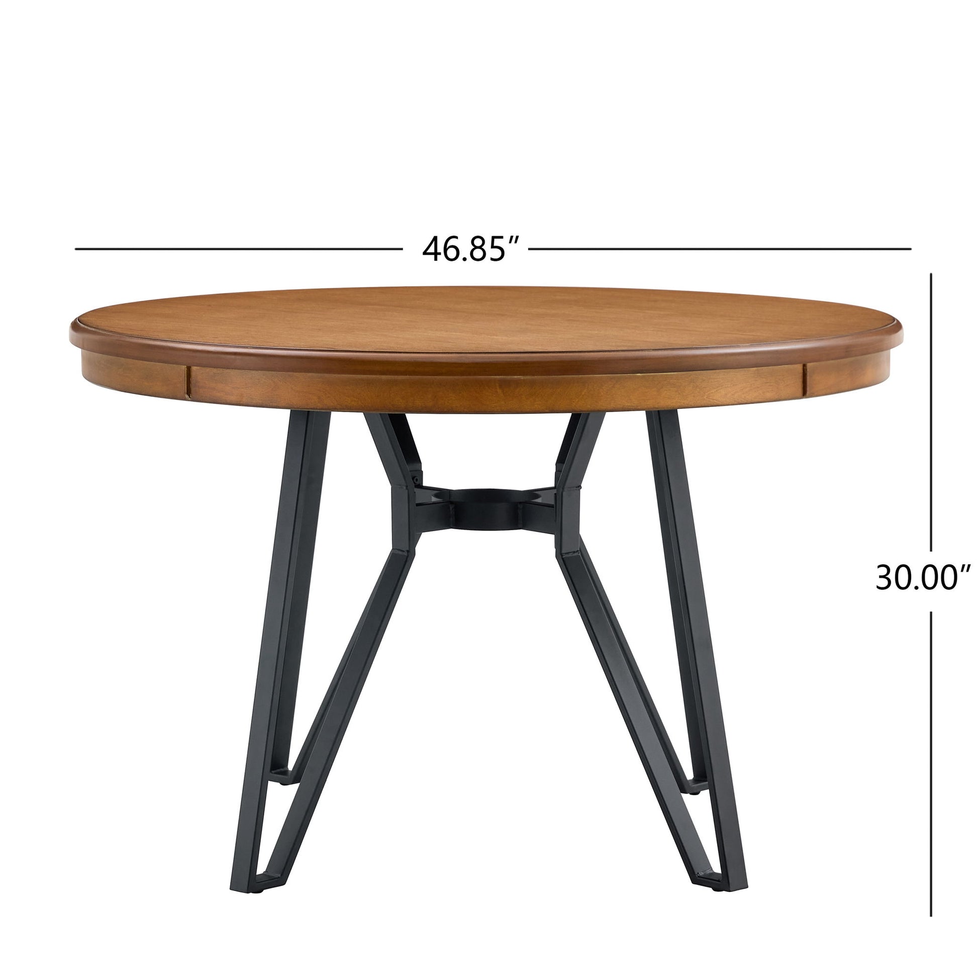 Mid Century Modern Round Dining Table With Metal Legs And Open Shelf Noble House