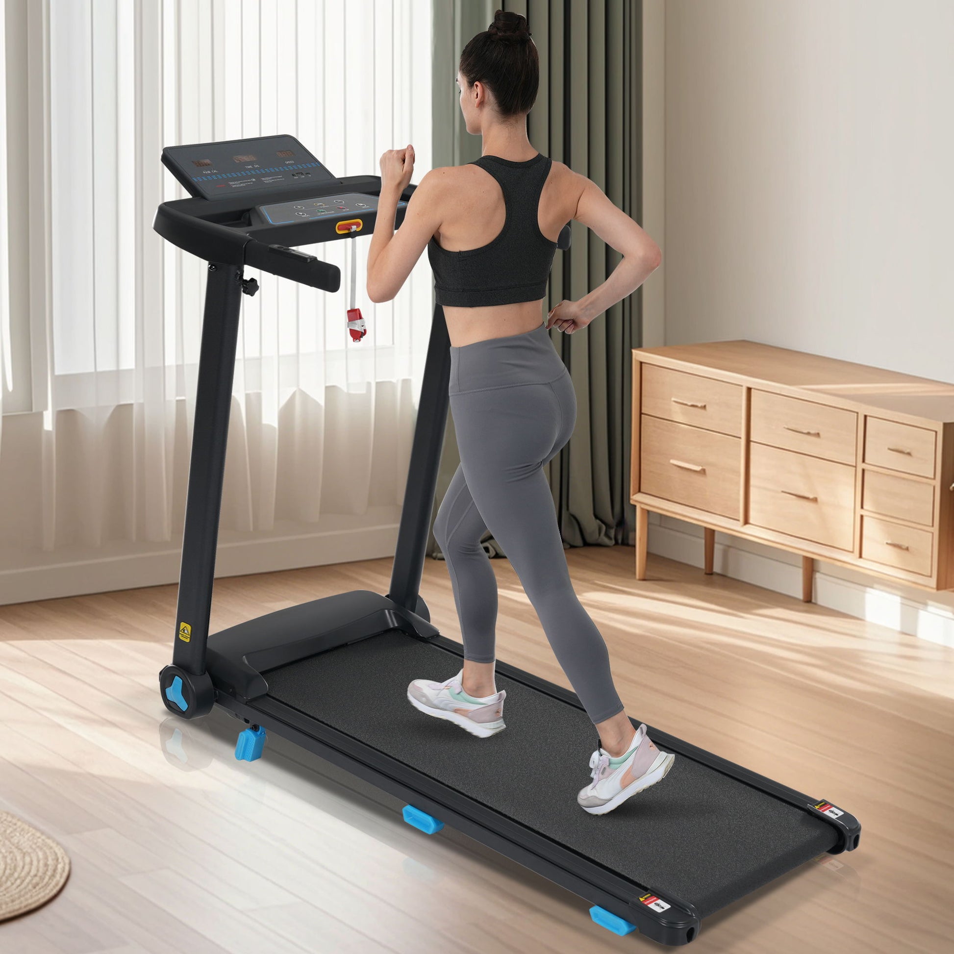 Folding Treadmills For Home Small, 3.0Hp Portable, 10Mph Walking Pad With Incline, Bluetooth, Heart Rate Sensors, Charge Station - Black Daily Nest