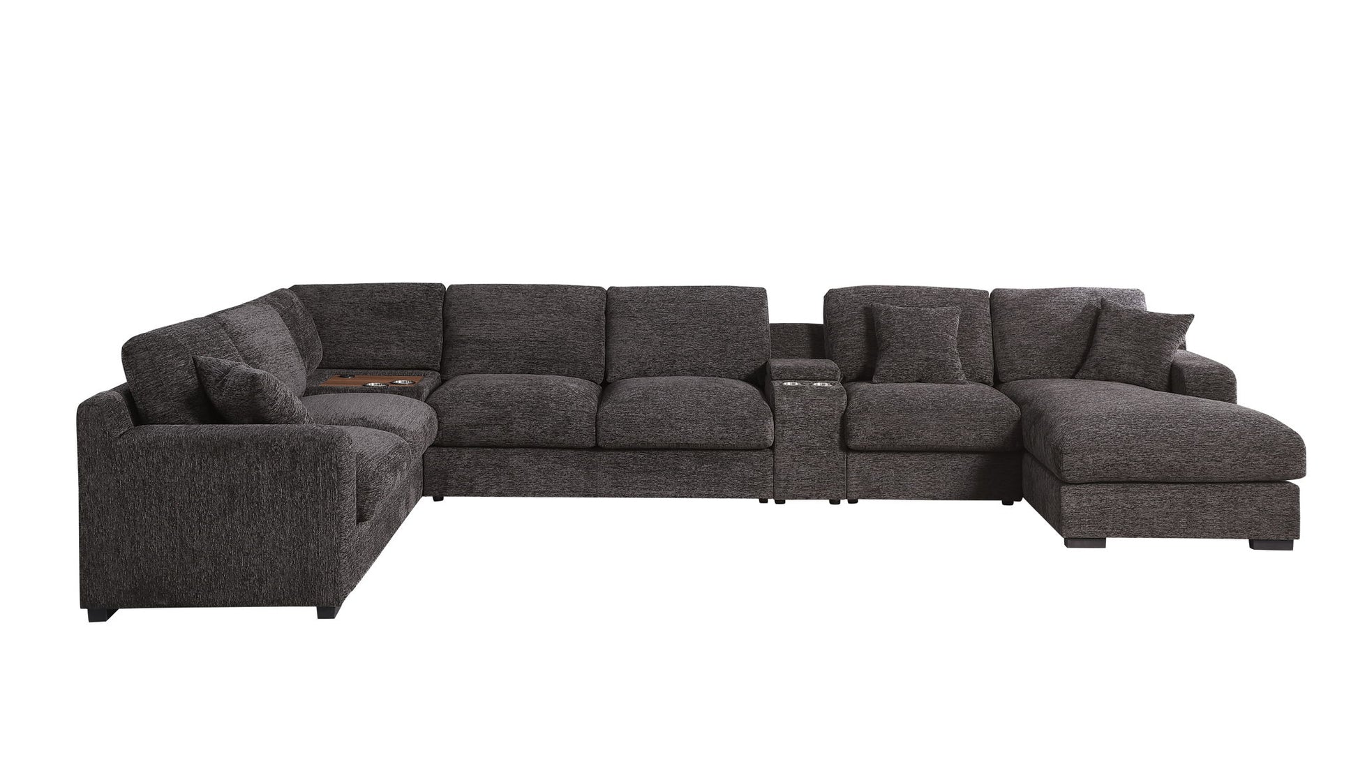 Celine - Corner Sectional Sofa With Right Facing Chaise, Cupholders, And Charging Ports - Gray Lilola Home