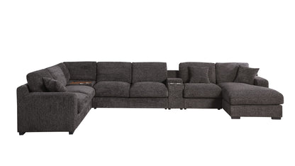 Celine - Corner Sectional Sofa With Right Facing Chaise, Cupholders, And Charging Ports - Gray Lilola Home