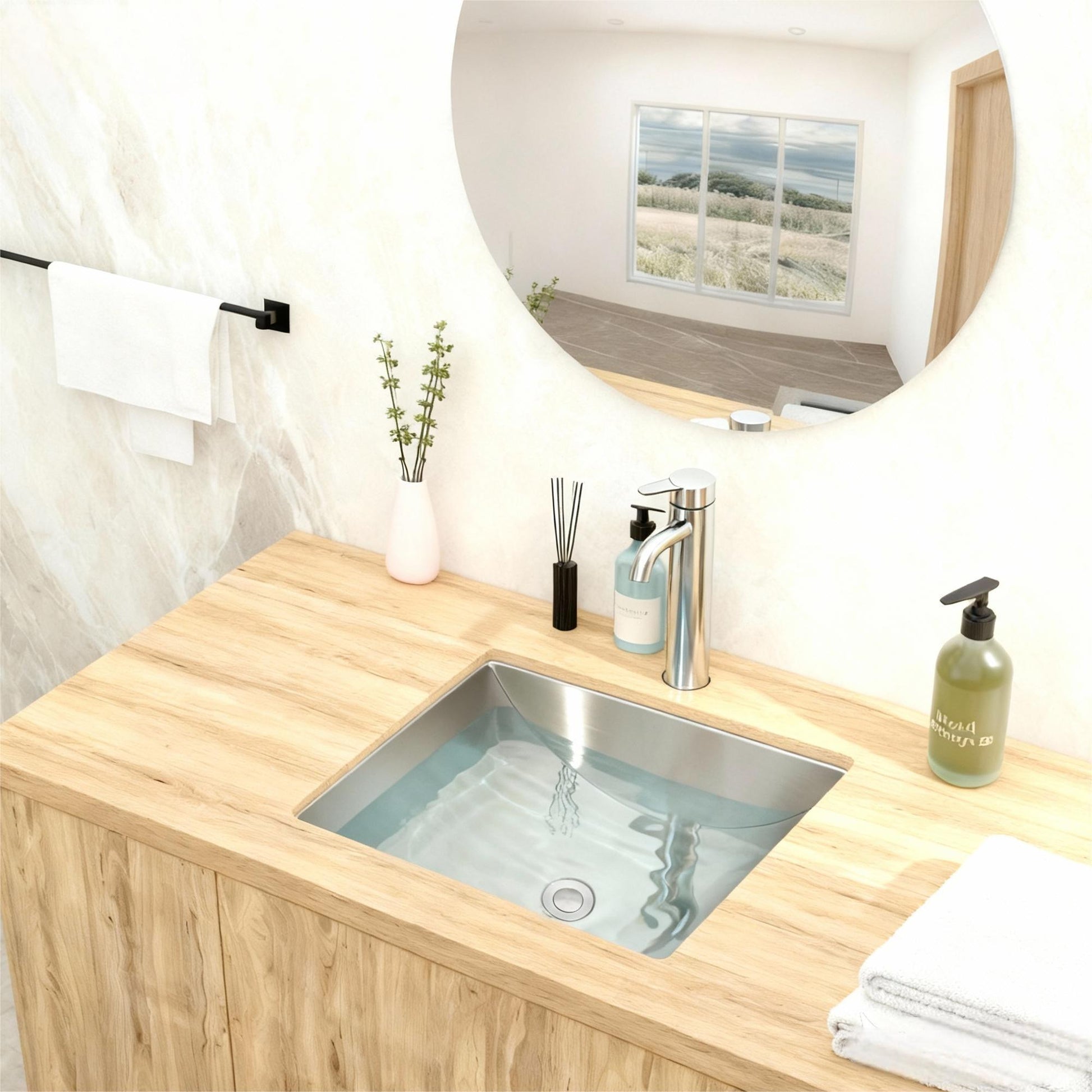 Undermount Bathroom Sink With Pop Up Drain, Durable Material, Easy Clean Nano Finish - Brushed Nickel Daily Nest