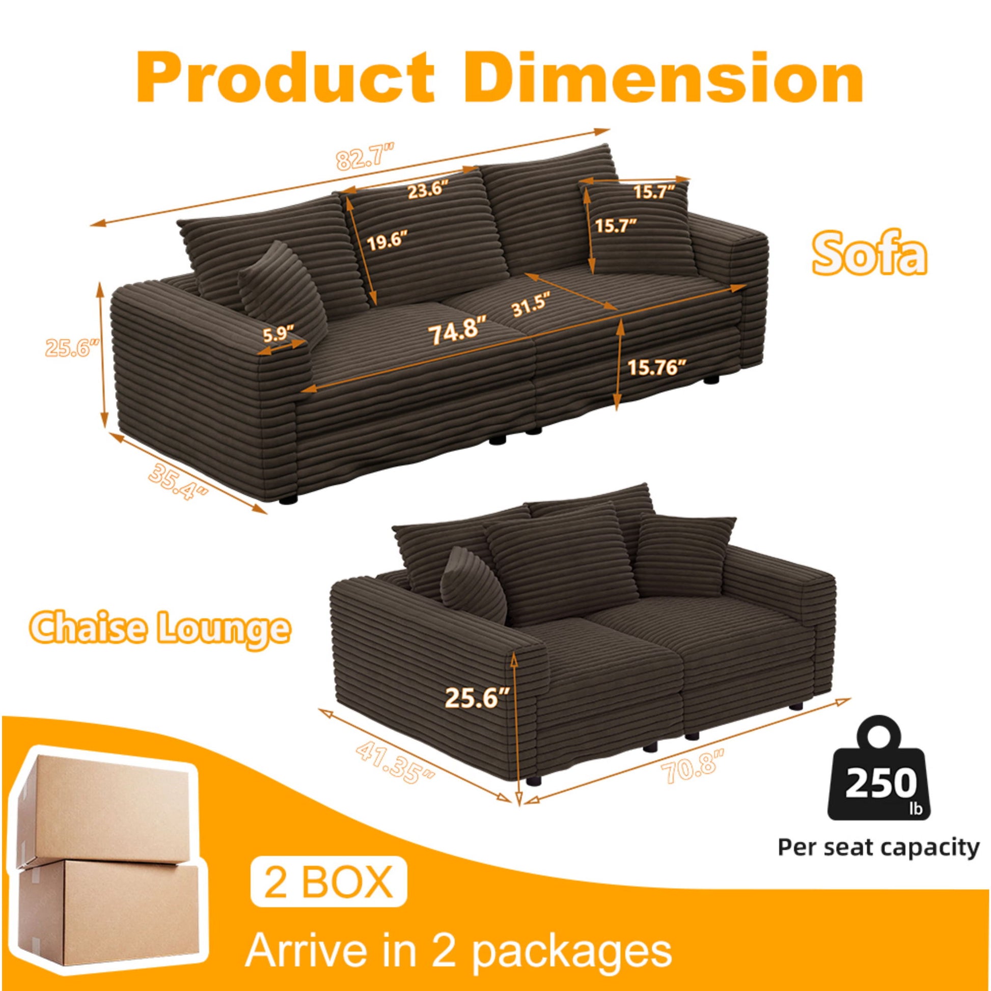 4 Seat Sofa, Modern Comfy Upholstered Sofa Cloud Couch, Deep Seat Couches With Soft Pillows Home Essentials